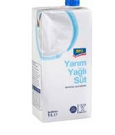 Aro Yarım Yağlı Süt 1 L