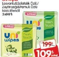 Uni Wipes Losyonlu & Şelafak Özlü/Zeytinyağlı & Pamuk Özlü Islak Mendil 3x90'lı