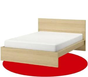 IKEA MALM/LURÖY Çift Kişilik Karyola Ağartılmış Meşe Kaplama 160x200 cm