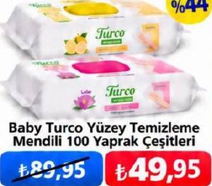 Baby Turco Yüzey Temizleme Mendili Limon 100 Yaprak